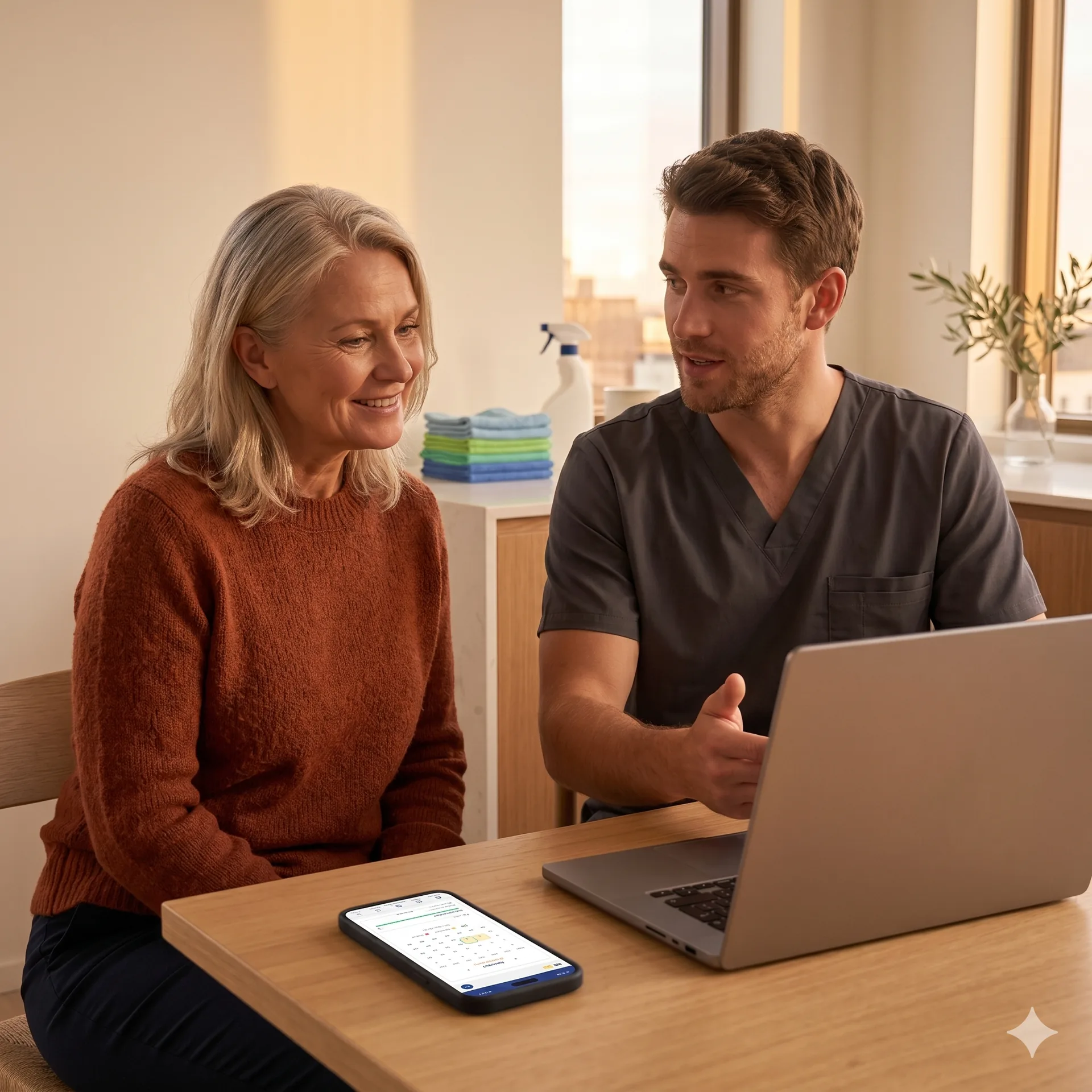 Couple reviewing health data
